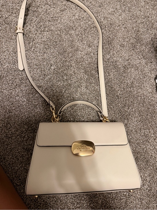 Coach Handbags - Coach Cream Leather Top-Handle Satchel with Gold Hardware
